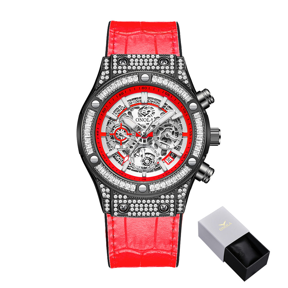 ONOLA-6856 Men's High Quality Multifunctional Quartz Watch - Sparkling Diamond Decoration