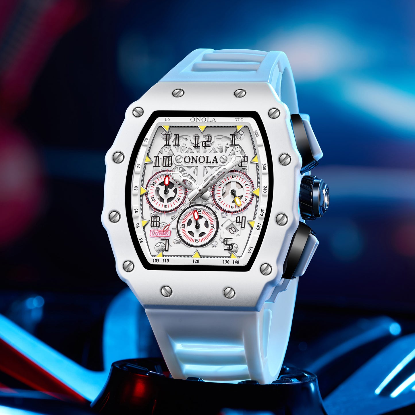 ONOLA-6826W Men's Quartz Watch 30 meter Waterproof, with Calendar Function, Barrel Type