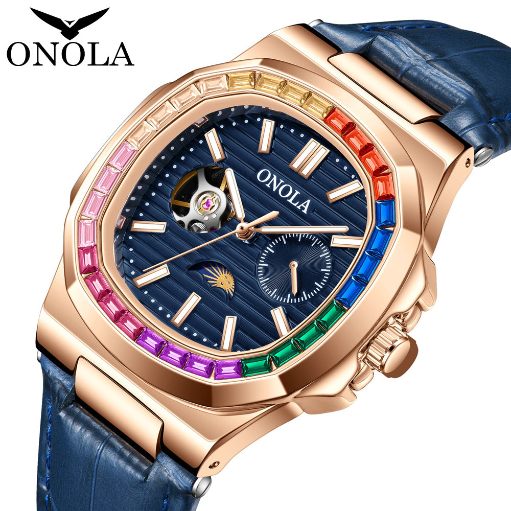 ONOLA-3855CH men's luxury mechanical watch, automatic winding, waterproof and durable, suitable for men's elegant watch