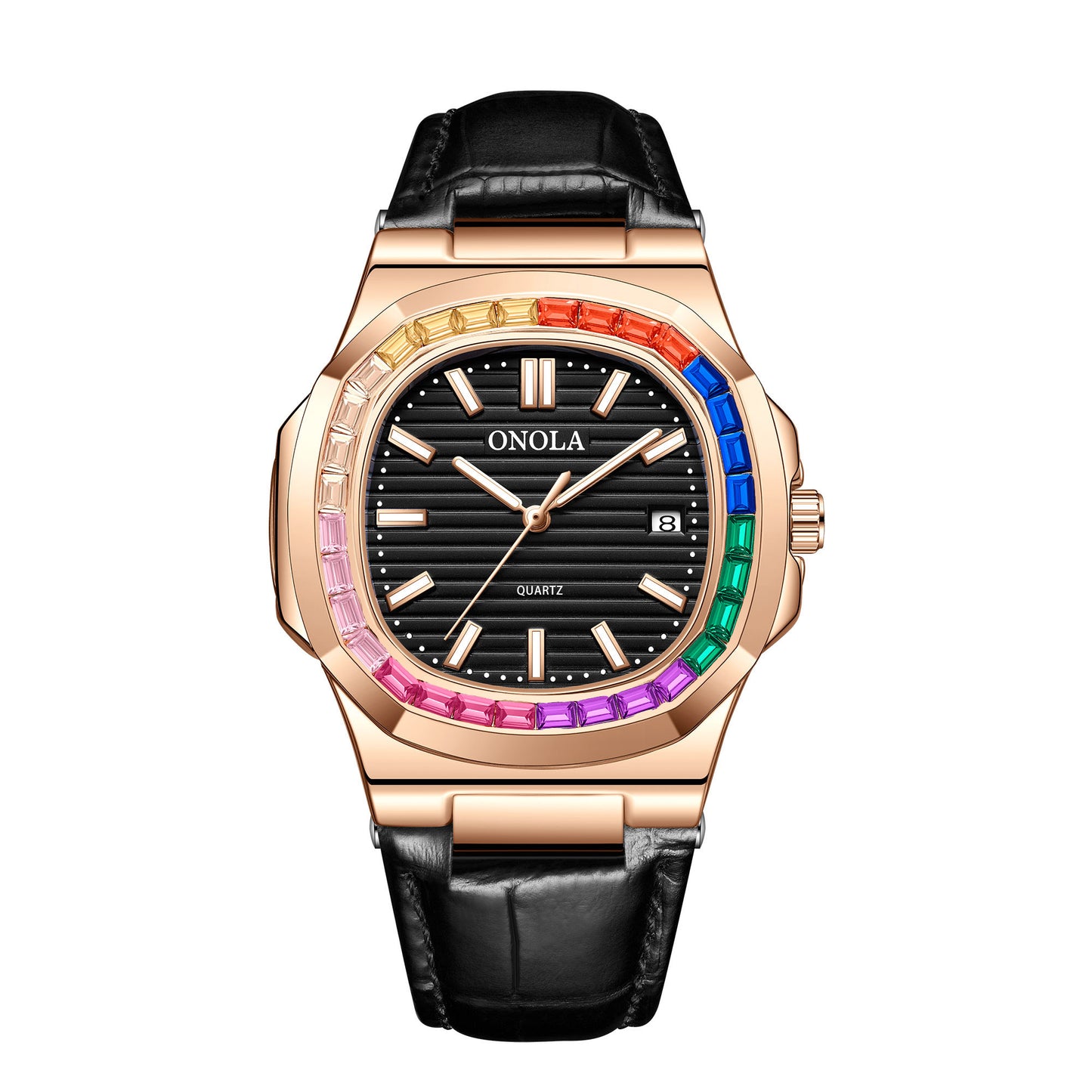 ONOLA-3852CH Fashion Business Men's Quartz Watch, with Diamond Set Frame Design, Business Luxury, Perfect Gift