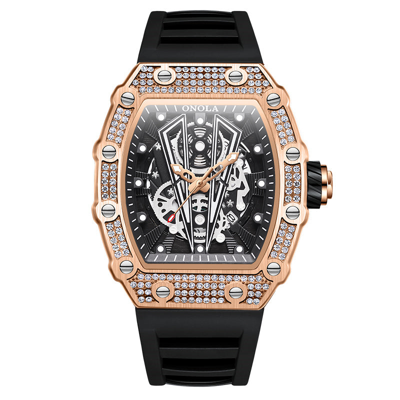 ONOLA-3826D men's wine barrel quartz watch, available in multiple colors, as a birthday gift for yourself