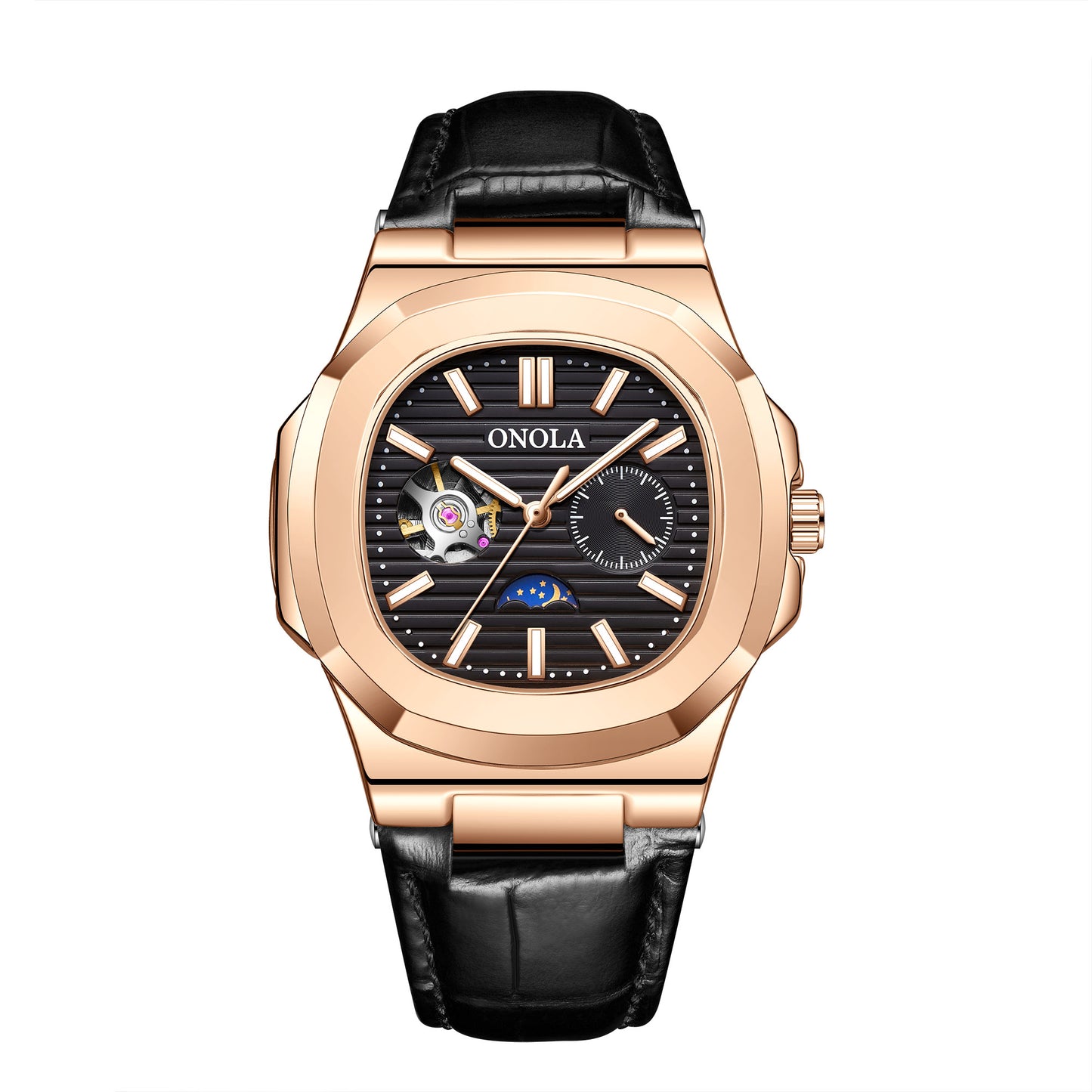 ONOLA-3855 men's mechanical watch, business style, automatic winding, waterproof and durable, perfect gift choice