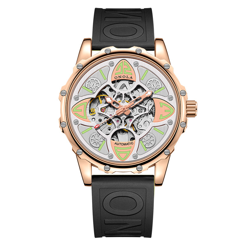 ONOLA-3833 Fashion Men's Hollow Automatic Mechanical Watch, Ideal Gift