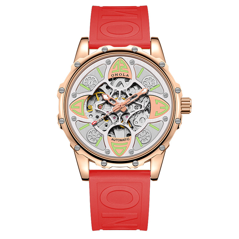 ONOLA-3833 Fashion Men's Hollow Automatic Mechanical Watch, Ideal Gift