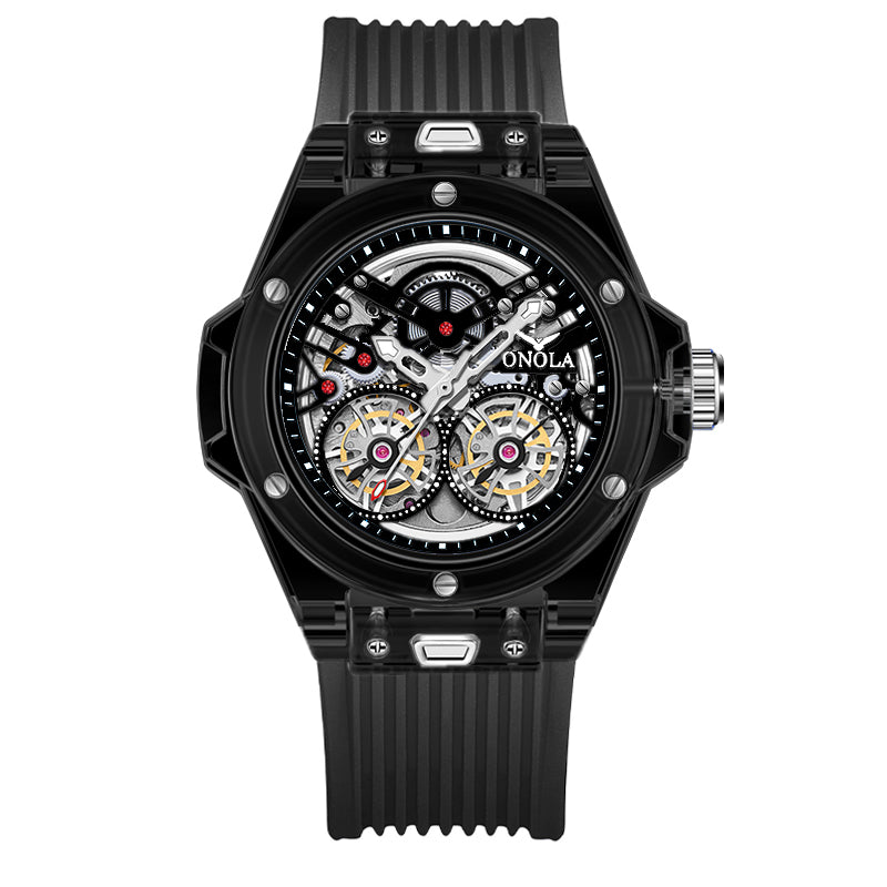 ONOLA-3835, Fashionable sports tourbillon hollow mechanical watch, ideal gift for men