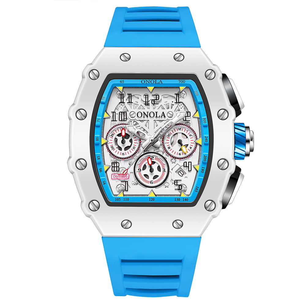 ONOLA-6826W Men's Quartz Watch 30 meter Waterproof, with Calendar Function, Barrel Type