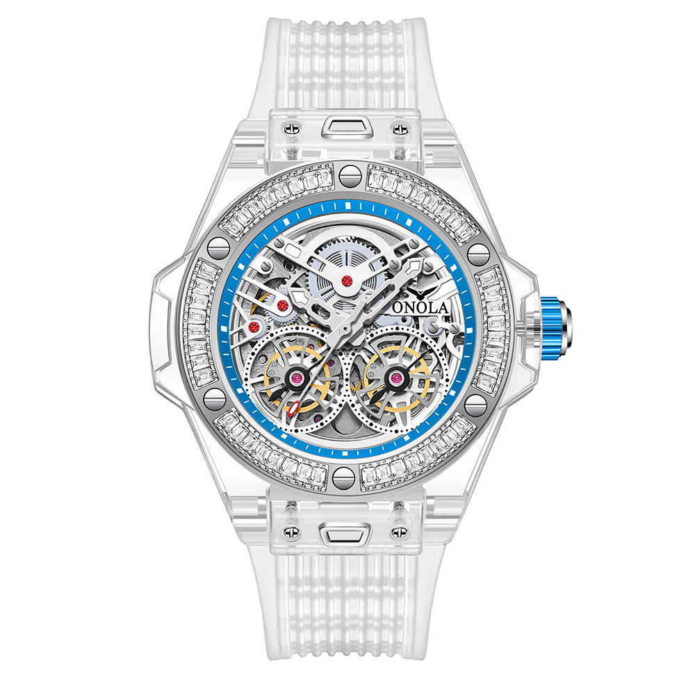 ONOLA-3835D Fashion Sports Mechanical Watch - Waterproof, Case with Flash Diamonds, Perfect Gift Choice