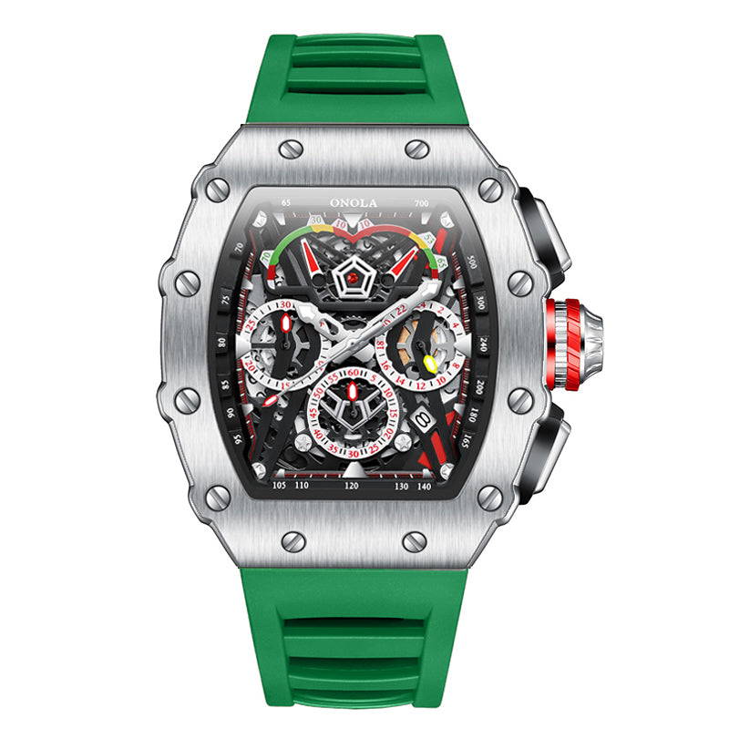 ONOLA-6827 Men's Wine Barrel Quartz Watch Multi functional Timing Watch