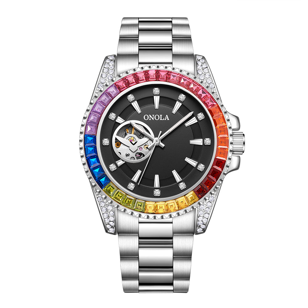 ONOLA 3839 Watch for Men New Fashion Steel Watch Luxury Diamond Automatic Mens Watch