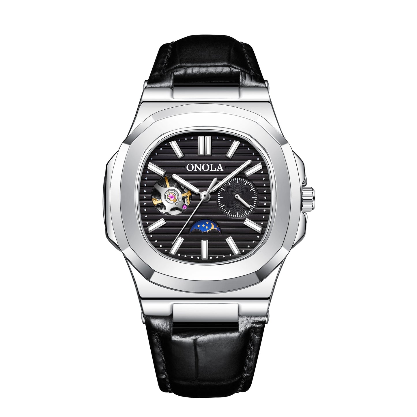ONOLA-3855 men's mechanical watch, business style, automatic winding, waterproof and durable, perfect gift choice
