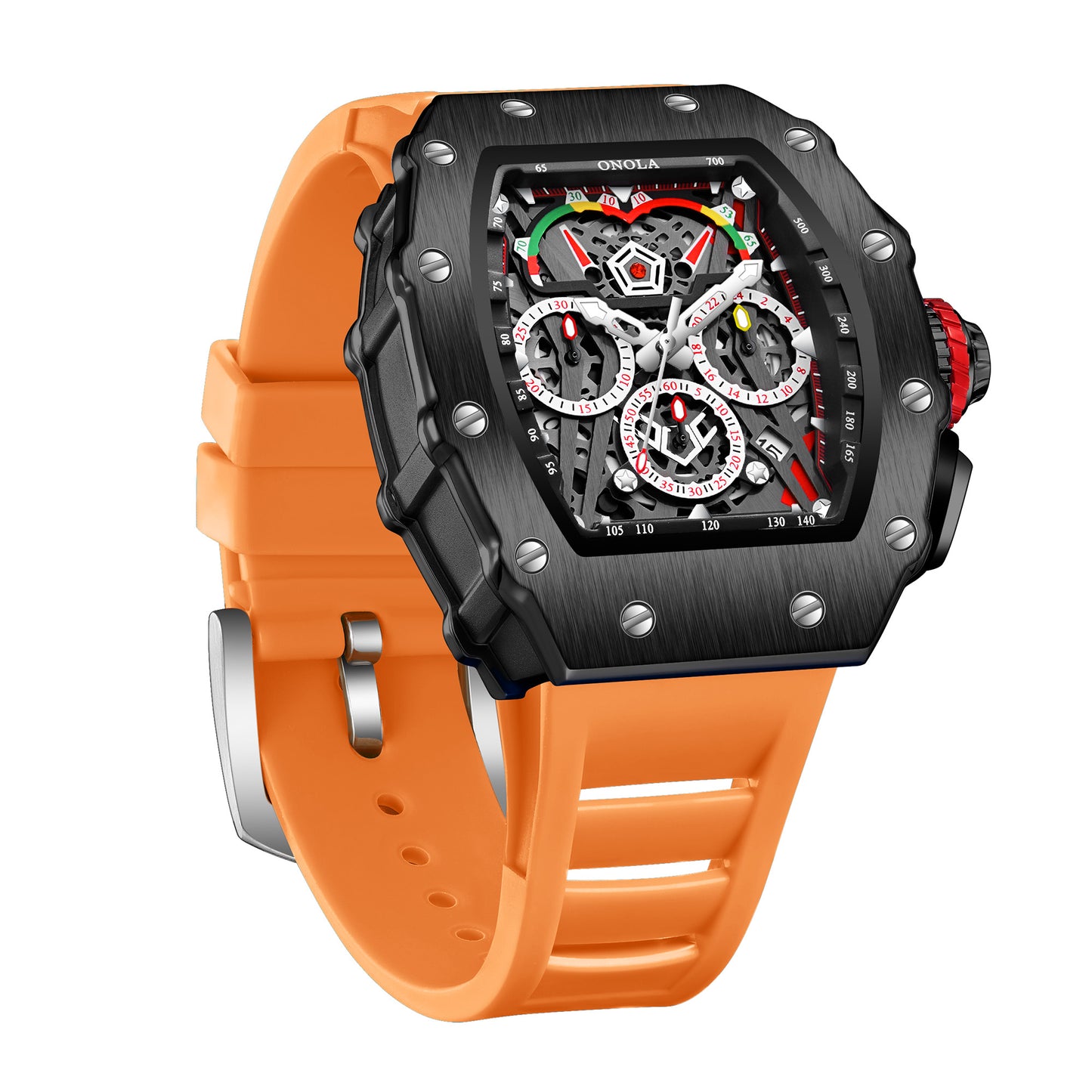 ONOLA-6827 Men's Wine Barrel Quartz Watch Multi functional Timing Watch