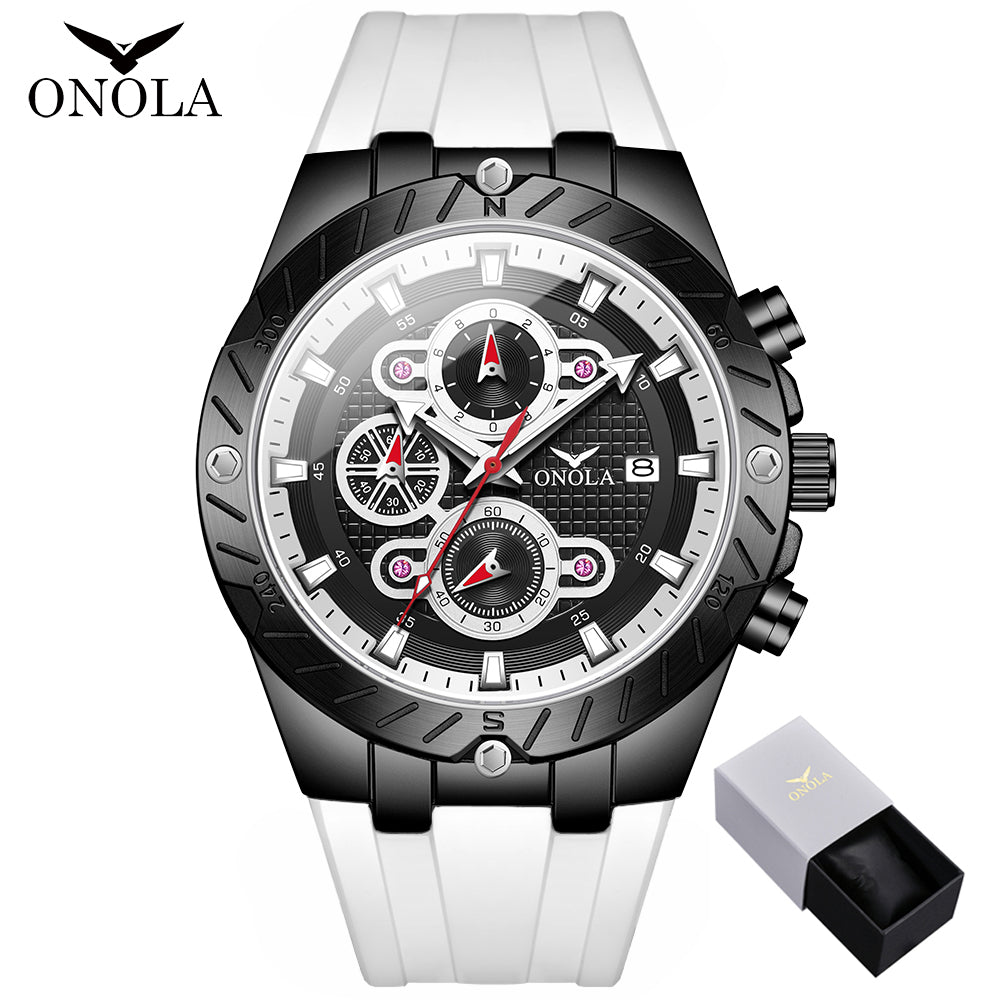 ONOLA-6857 men's fashionable quartz watch multifunctional timing night light waterproof, give yourself a Christmas gift