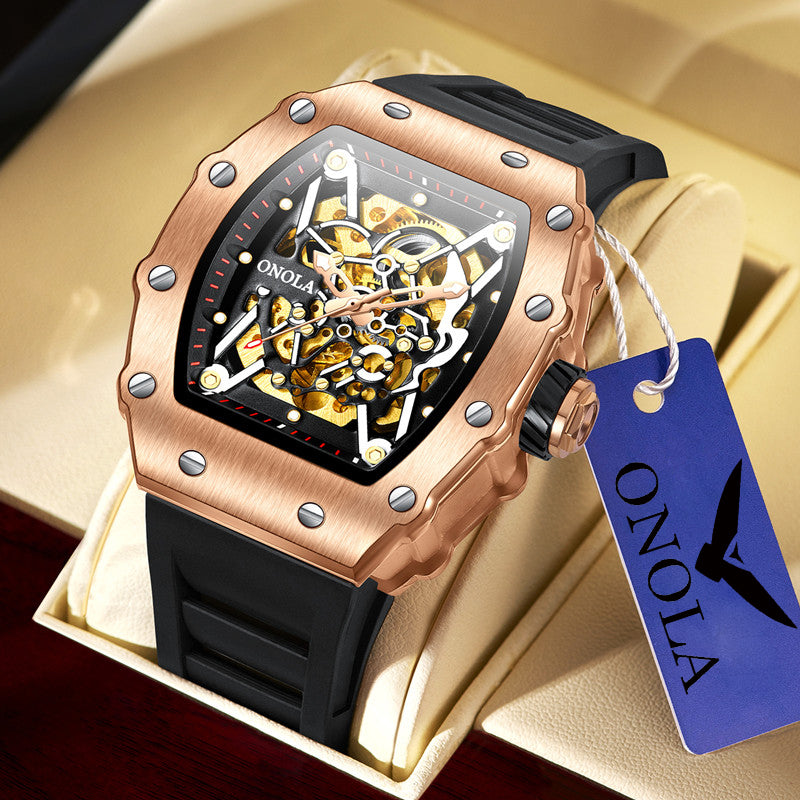 ONOLA-3829 Men's Barrel Automatic Mechanical Watch, Perfect for Business Use