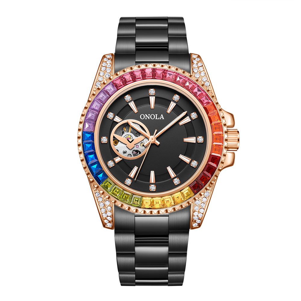 ONOLA 3839 Watch for Men New Fashion Steel Watch Luxury Diamond Automatic Mens Watch