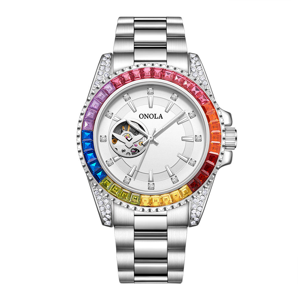 ONOLA 3839 Watch for Men New Fashion Steel Watch Luxury Diamond Automatic Mens Watch