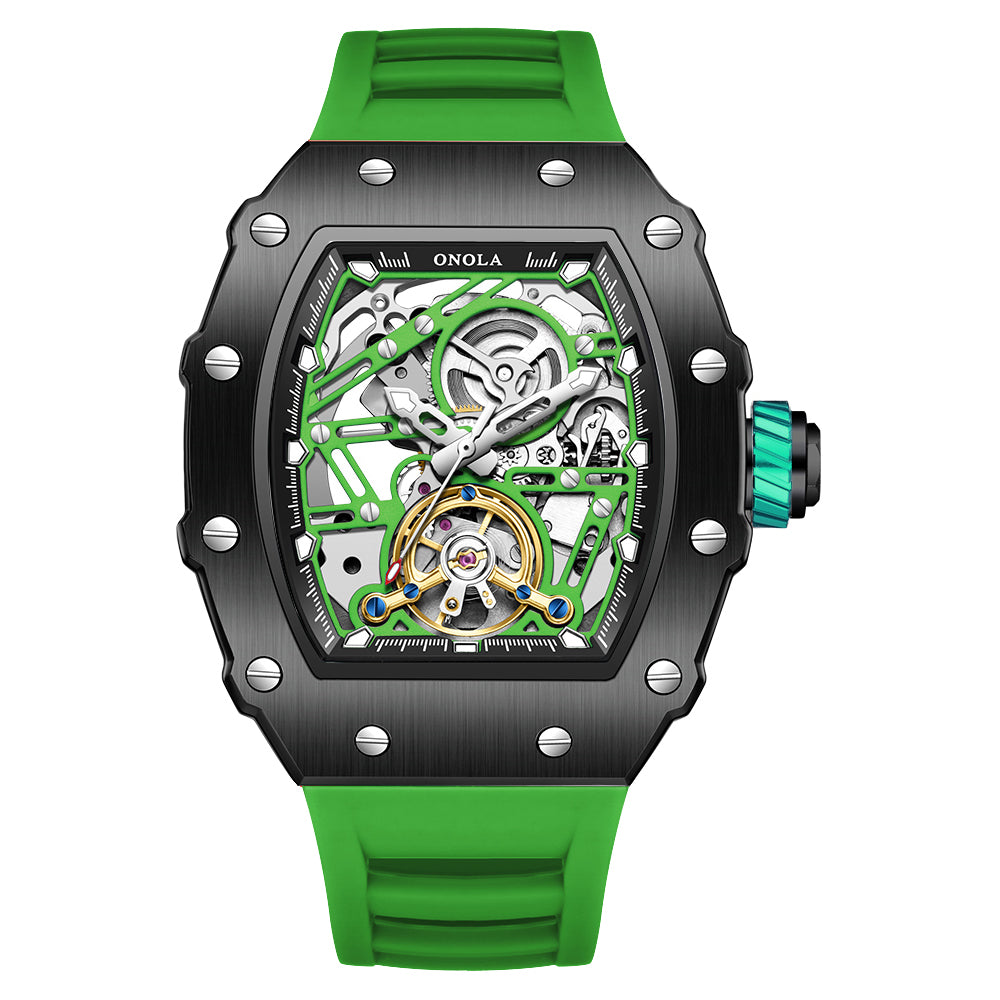 ONOLA-3854 Men's Wine Barrel Mechanical Watch with hollowed out automatic winding, suitable for daily wear