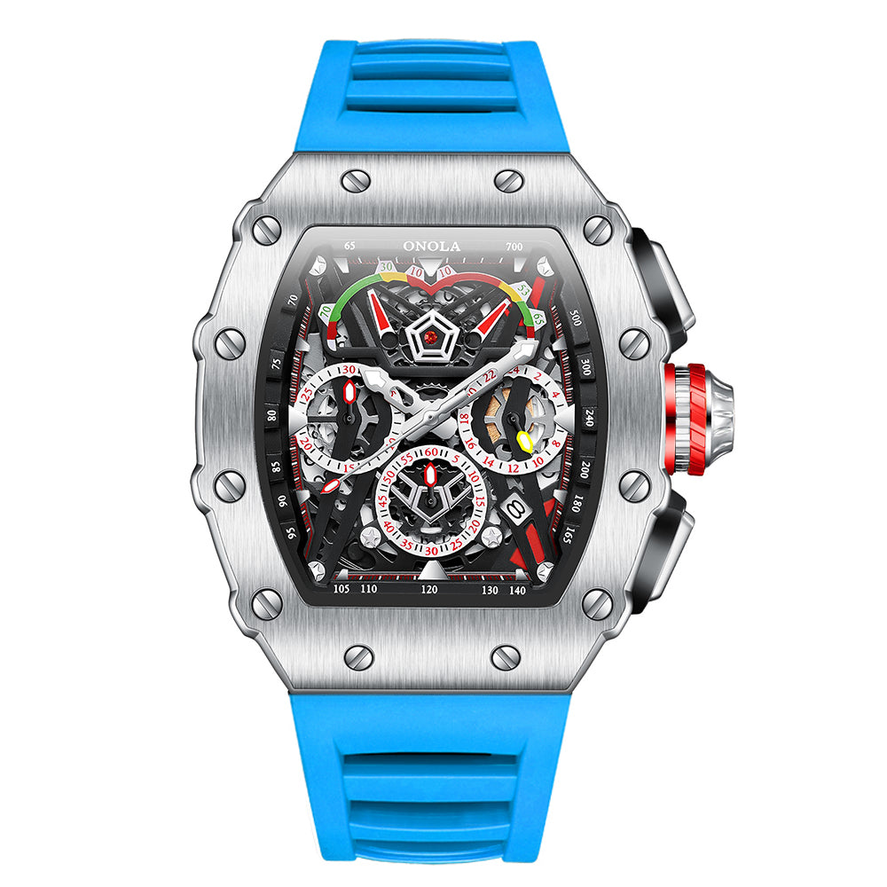 ONOLA-6827 Men's Wine Barrel Quartz Watch Multi functional Timing Watch