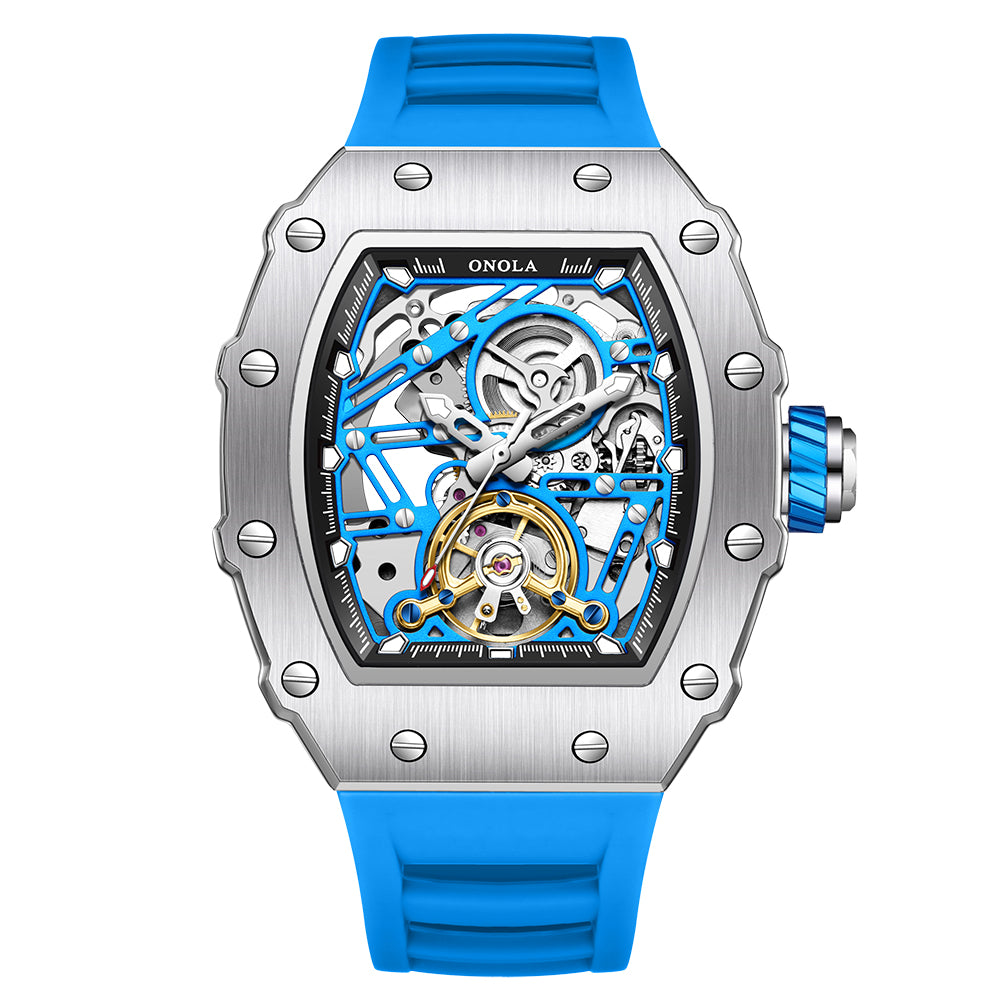 ONOLA-3854 Men's Wine Barrel Mechanical Watch with hollowed out automatic winding, suitable for daily wear