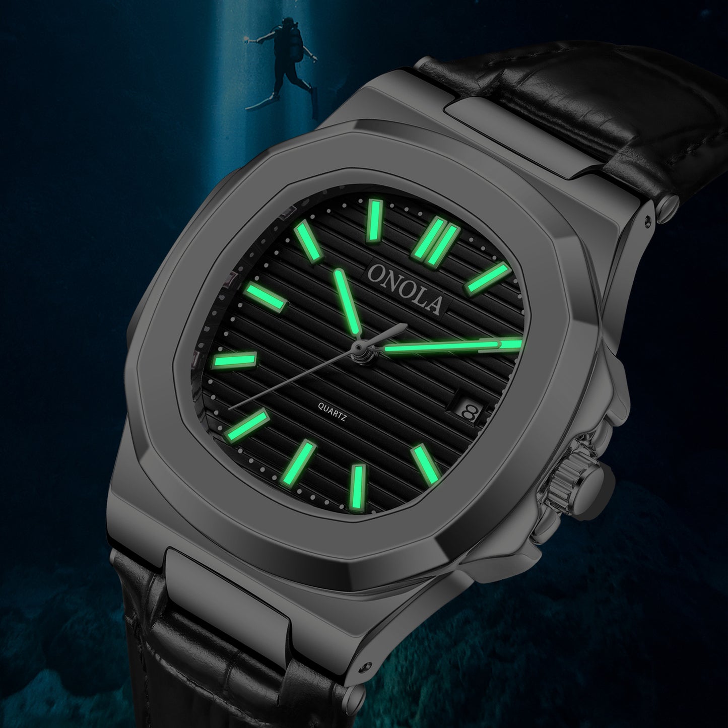 ONOLA-3852 Men's Business Quartz Watch with Calendar, Luminous, Suitable for Mission Occasions