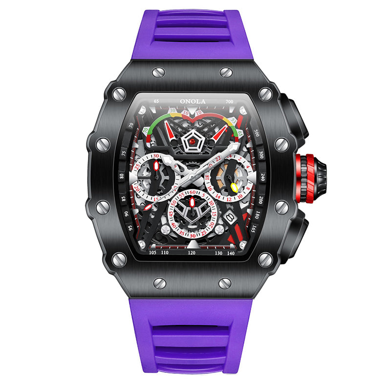 ONOLA-6827 Men's Wine Barrel Quartz Watch Multi functional Timing Watch