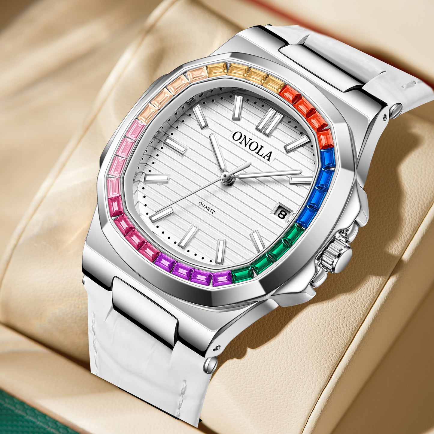 ONOLA-3852CH Fashion Business Men's Quartz Watch, with Diamond Set Frame Design, Business Luxury, Perfect Gift