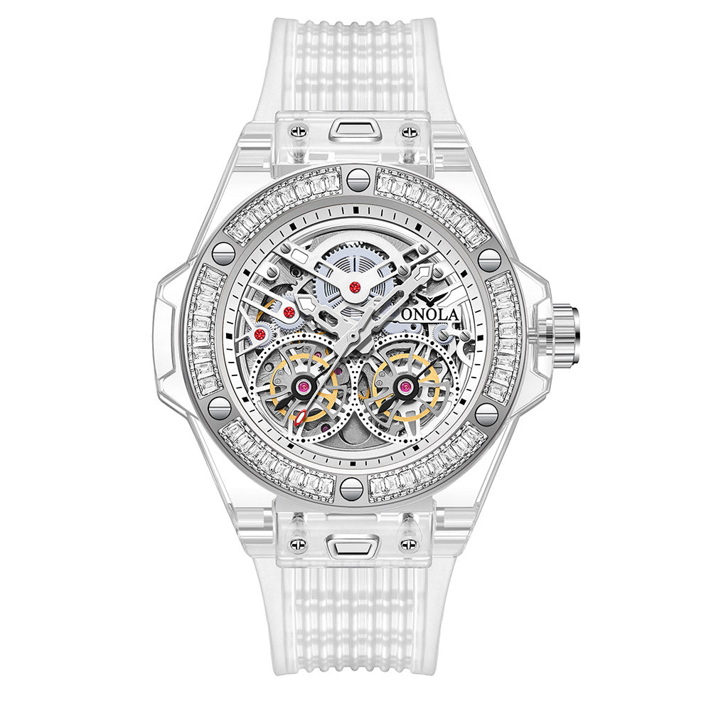 ONOLA-3835D Fashion Sports Mechanical Watch - Waterproof, Case with Flash Diamonds, Perfect Gift Choice