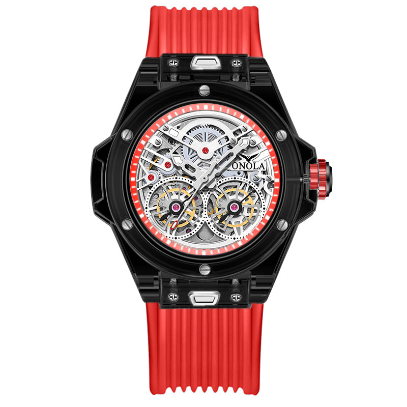 ONOLA-3835, Fashionable sports tourbillon hollow mechanical watch, ideal gift for men