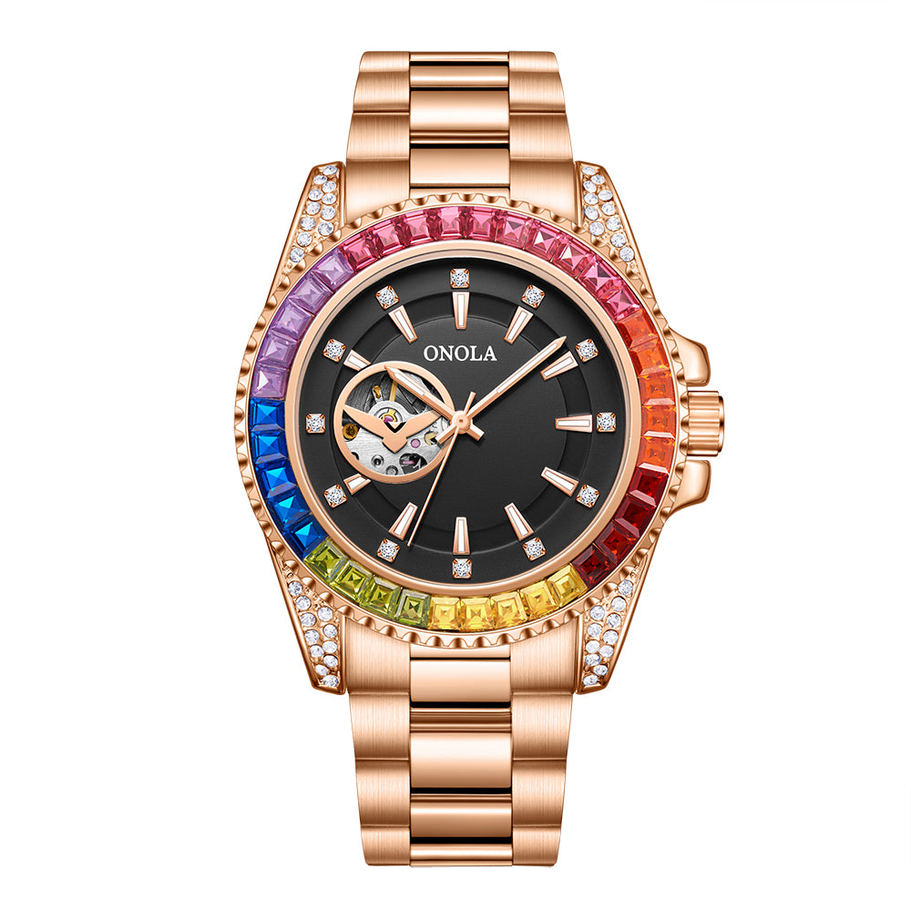ONOLA 3839 Watch for Men New Fashion Steel Watch Luxury Diamond Automatic Mens Watch