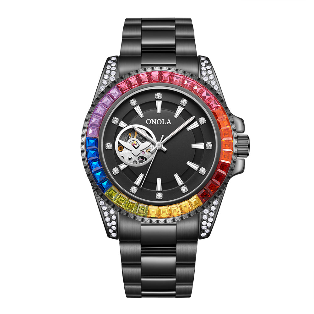 ONOLA 3839 Watch for Men New Fashion Steel Watch Luxury Diamond Automatic Mens Watch