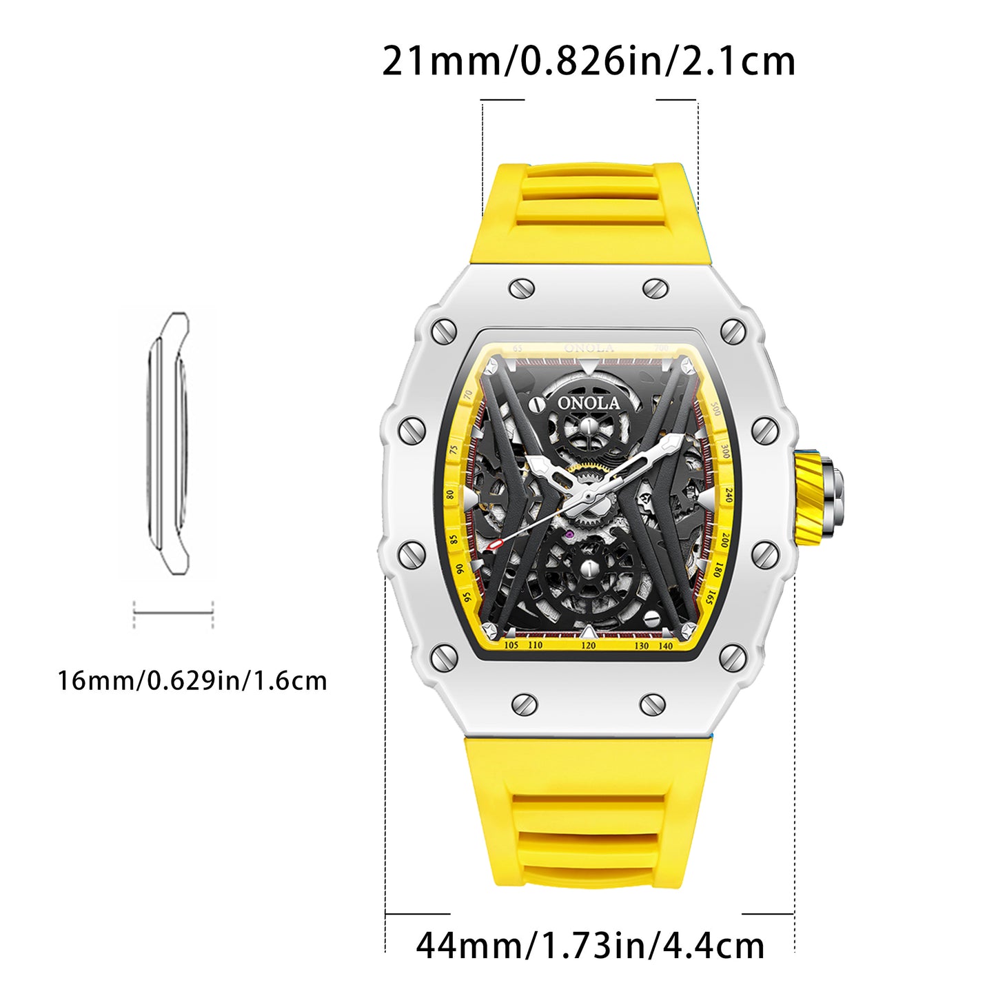 ONOLA-3828W Men's Sports Mechanical Watch 30 meter Waterproof, Perfect Gift Choice