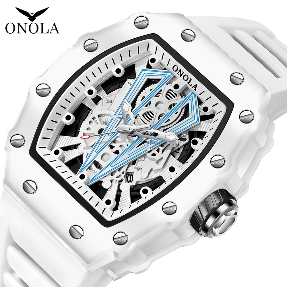 ONOLA-3826W men's quartz wristwatch, wine barrel style, 30 meter waterproof, suitable for daily wear