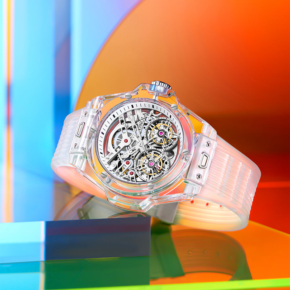 ONOLA-3835, Fashionable sports tourbillon hollow mechanical watch, ideal gift for men