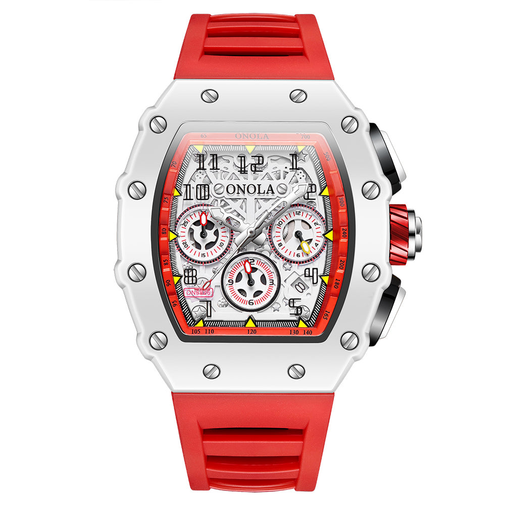 ONOLA-6826W Men's Quartz Watch 30 meter Waterproof, with Calendar Function, Barrel Type