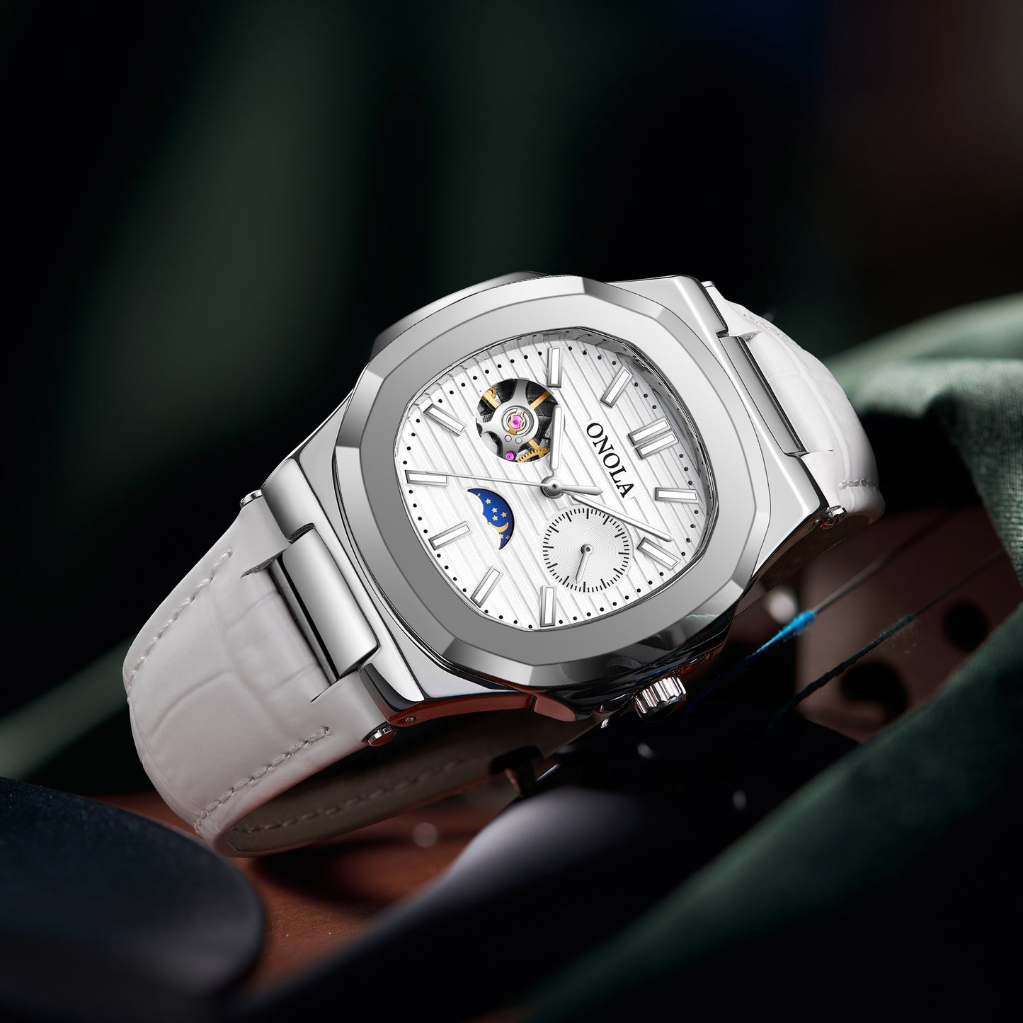 ONOLA-3855 men's mechanical watch, business style, automatic winding, waterproof and durable, perfect gift choice