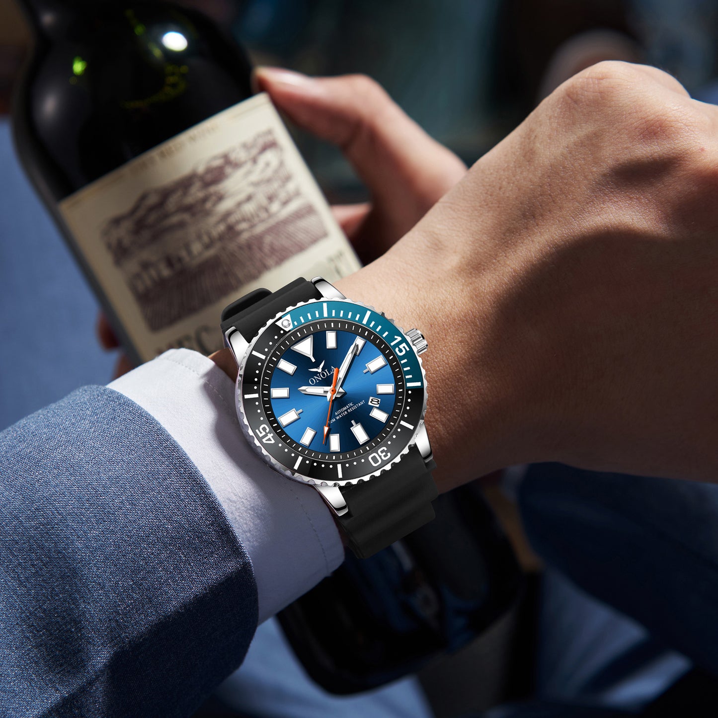 ONOLA-3851 men's high-quality mechanical watch with automatic winding and luminous band calendar