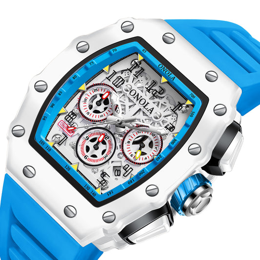 ONOLA-6826W Men's Quartz Watch 30 meter Waterproof, with Calendar Function, Barrel Type