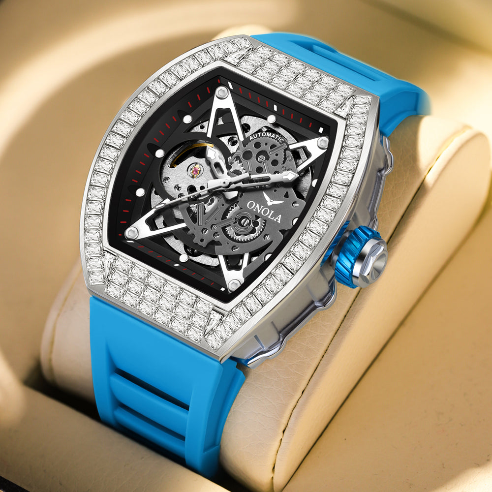 ONOLA-3838F Men's Wine Barrel Fashion Mechanical Watch, Hollow Tourbillon Series, Ideal Gift