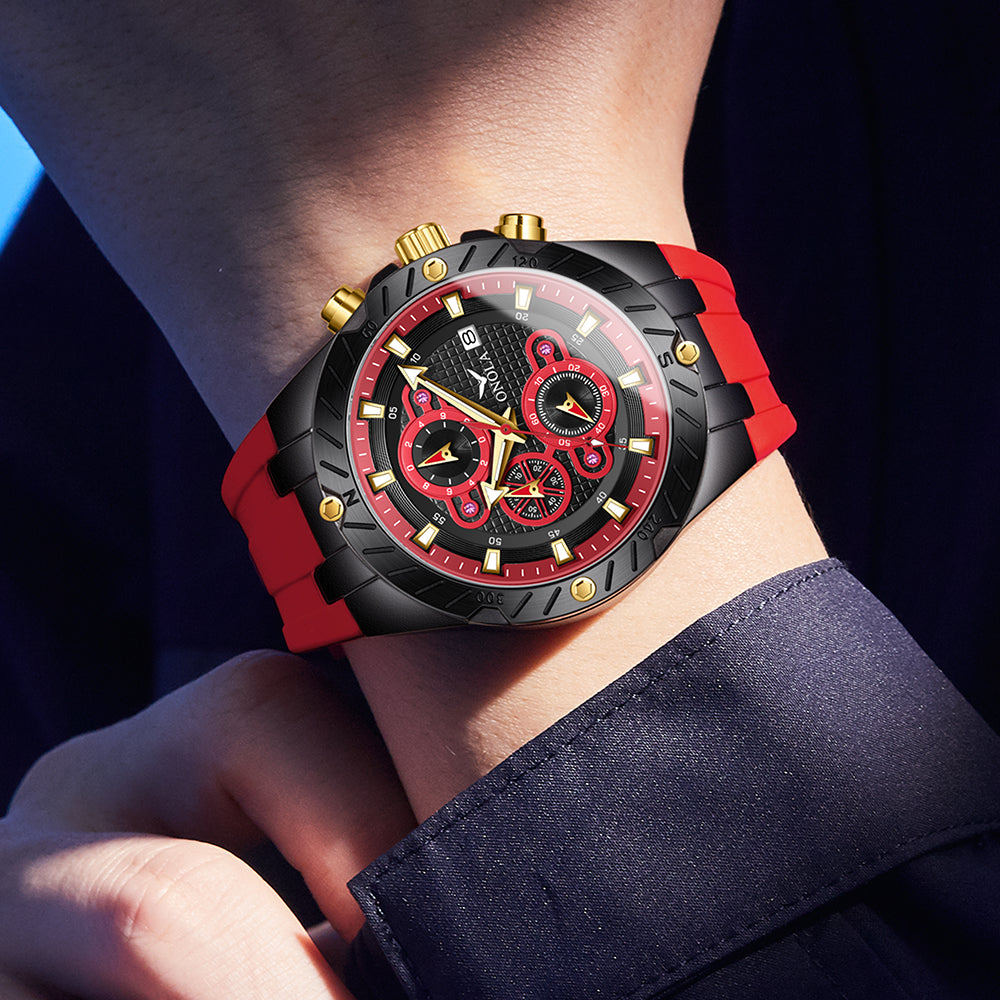 ONOLA-6857 men's fashionable quartz watch multifunctional timing night light waterproof, give yourself a Christmas gift