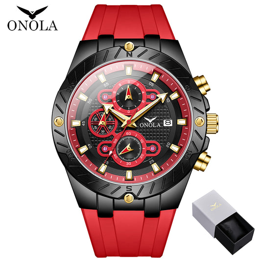 ONOLA-6857 men's fashionable quartz watch multifunctional timing night light waterproof, give yourself a Christmas gift