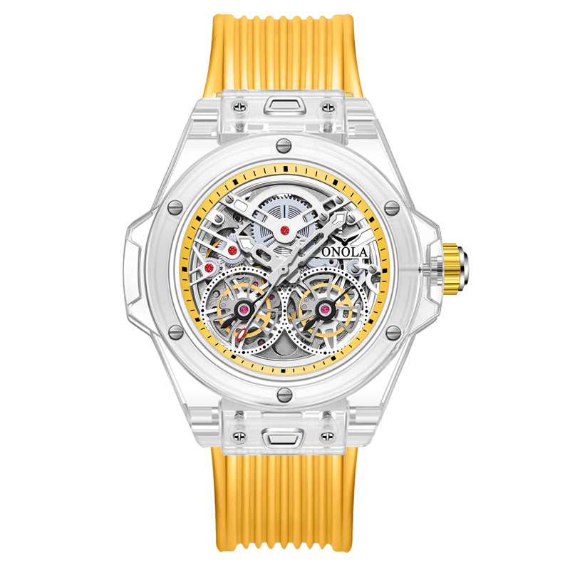 ONOLA-3835, Fashionable sports tourbillon hollow mechanical watch, ideal gift for men
