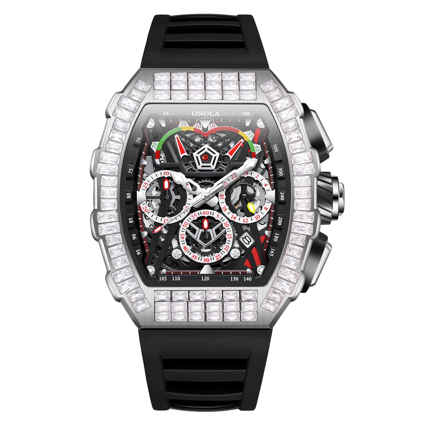 ONOLA-6827F Men's Fashion Hollow Mechanical Watch with sequin decoration on the surface