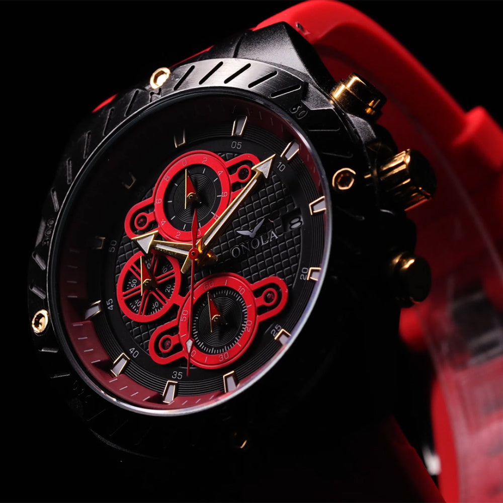 ONOLA-6857 men's fashionable quartz watch multifunctional timing night light waterproof, give yourself a Christmas gift